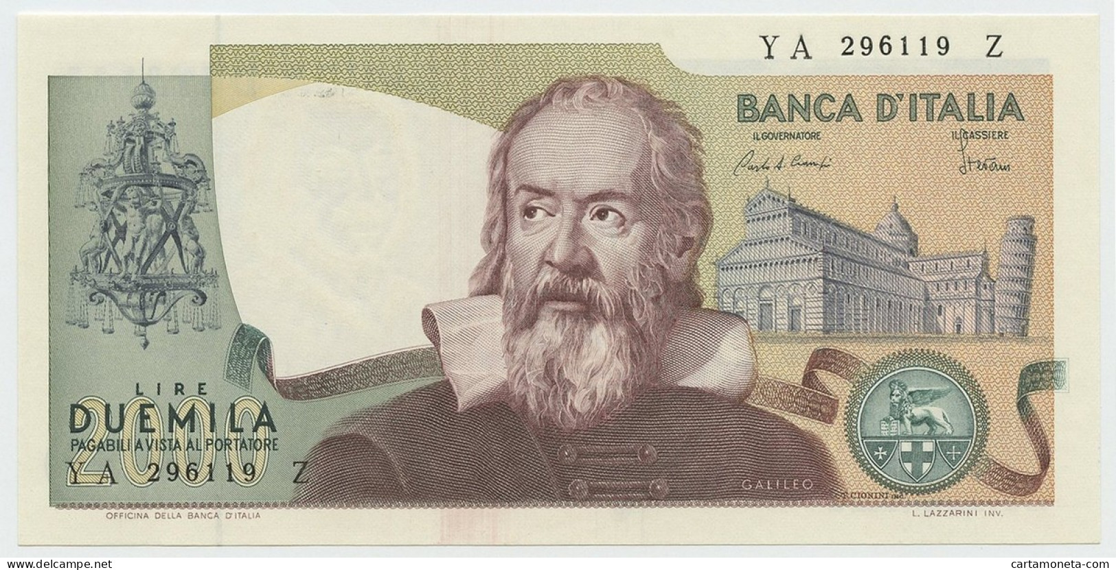 2000 LIRE BANCA D'ITALIA GALILEO GALILEI 24/10/1983 FDS-/FDS - Andere & Zonder Classificatie