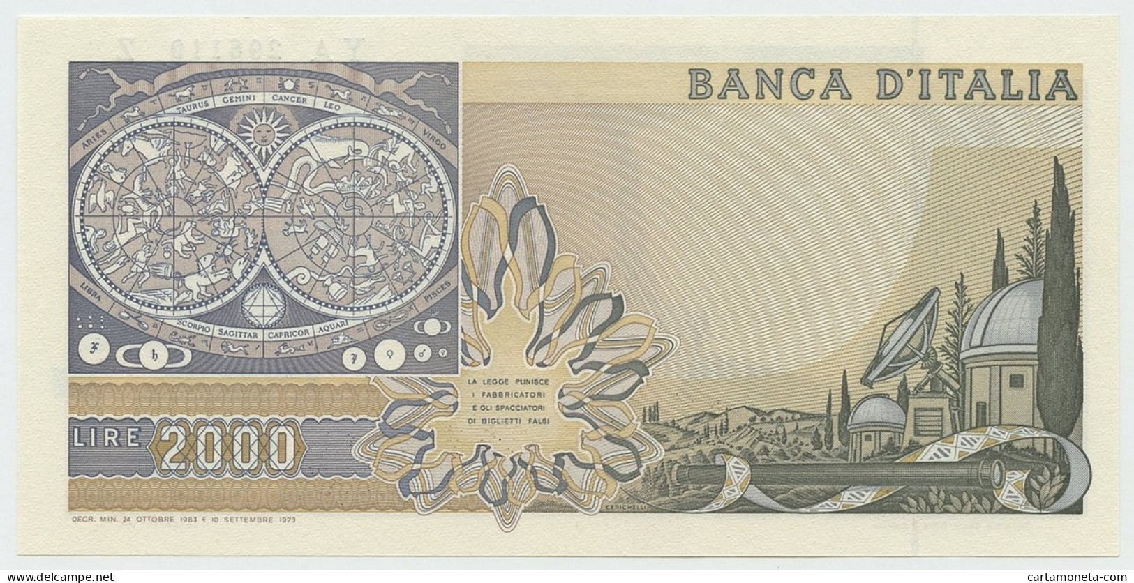 2000 LIRE BANCA D'ITALIA GALILEO GALILEI 24/10/1983 FDS-/FDS - Otros & Sin Clasificación