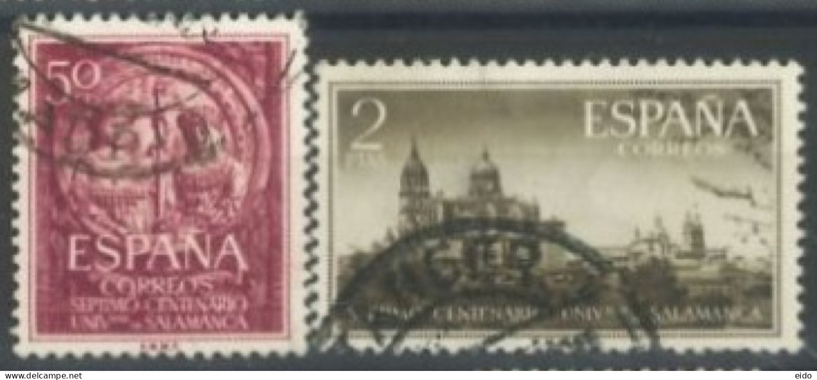 SPAIN, 1953, UNIVERSITY SEAL & CATHEDRAL OF SALAMANCA STAMPS SET OF 2, # 795,& 797, USED. - Gebraucht