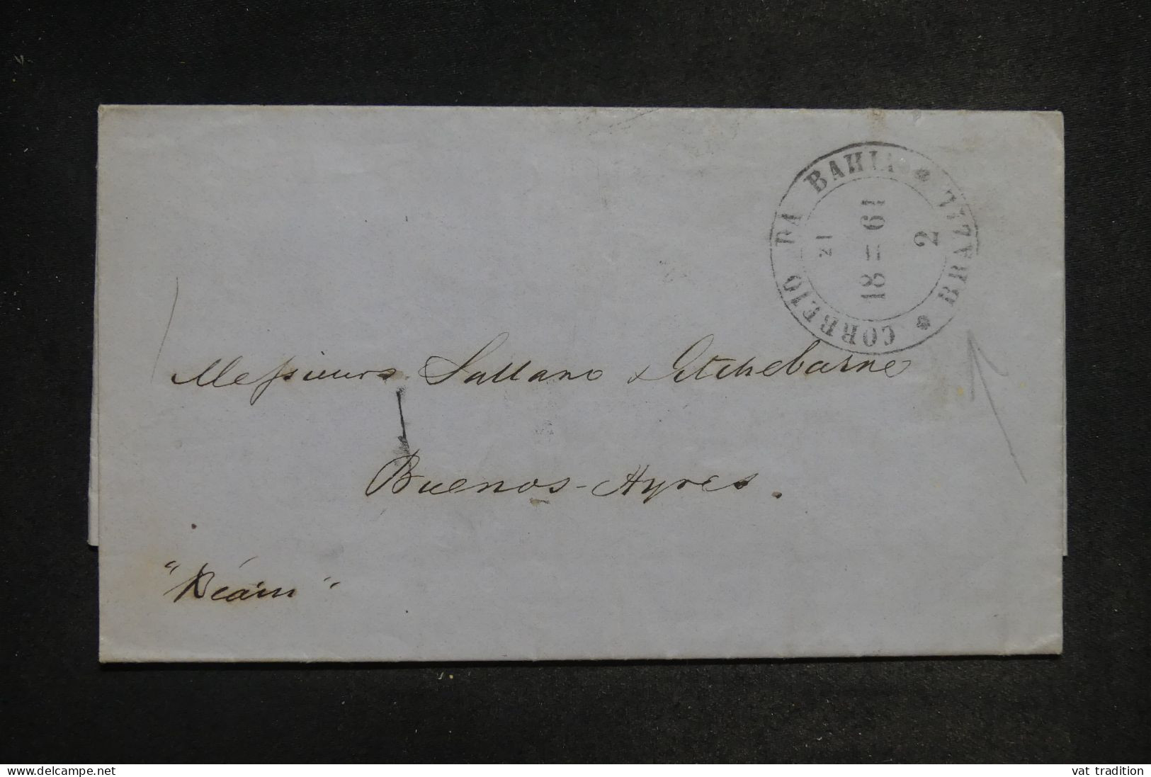 BRESIL - Affranchissent ( Dans L'état ) Au Dos D'une Lettre Pour Buenos Aires En 1861 - L 151934 - Cartas & Documentos