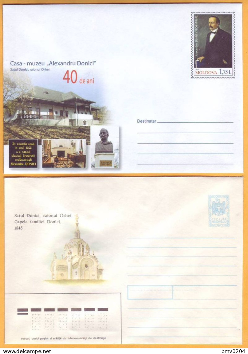 2016 1992  Moldova Moldavie Moldau. House-Museum. Alexander Donici.  Writer. Two Envelope - Moldawien (Moldau)