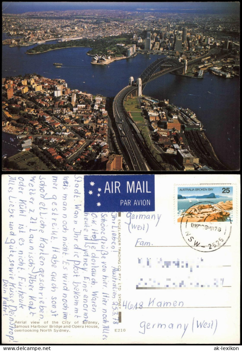 Postcard Sydney Luftbild Harbour 1978  Gel. Air Mail - Sydney