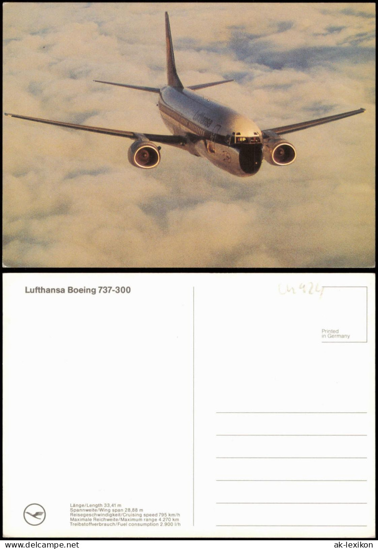 Ansichtskarte  Flugzeug Airplane Avion Lufthansa Boeing 737-300 Im Flug 1990 - 1946-....: Modern Tijdperk