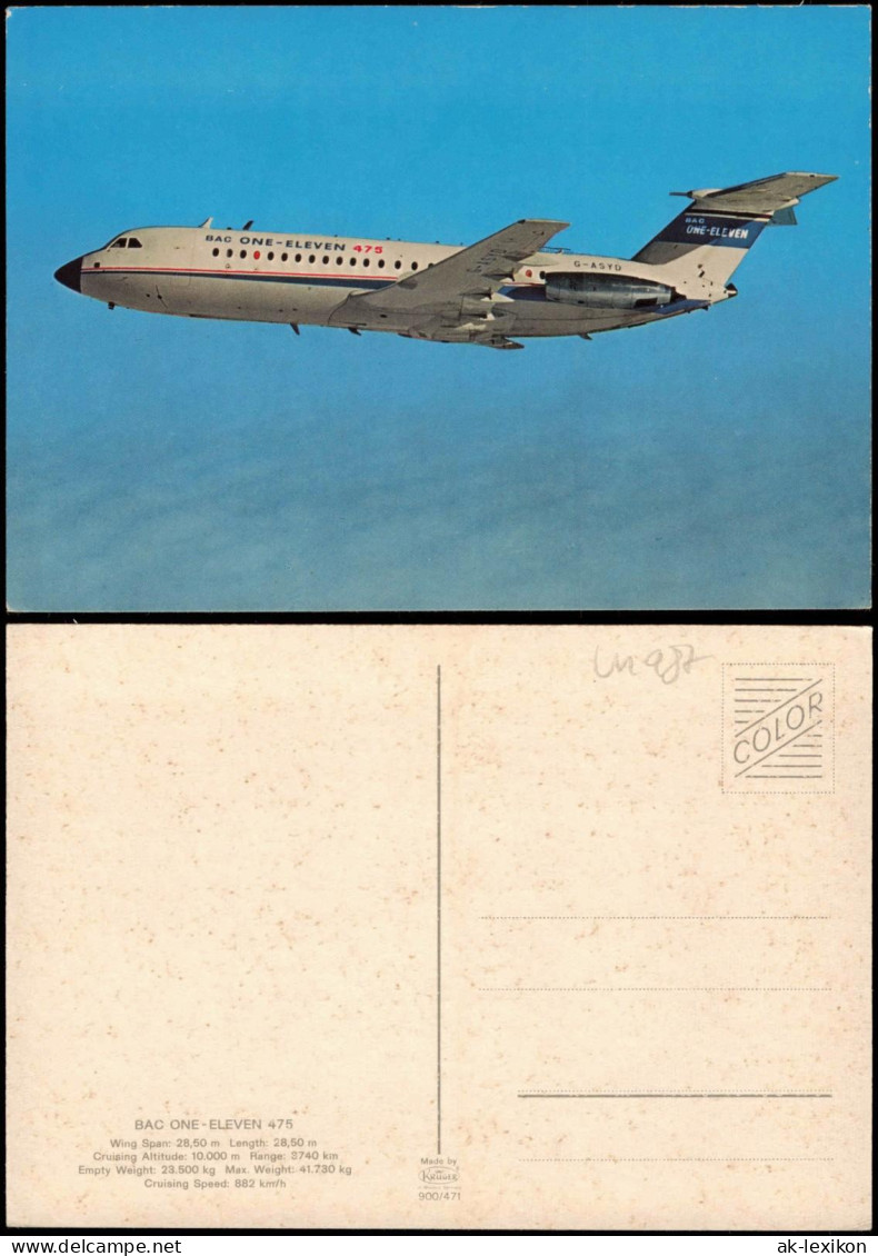 Ansichtskarte  Flugzeug Airplane Avion BAC ONE-ELEVEN 475 1970 - 1946-....: Era Moderna