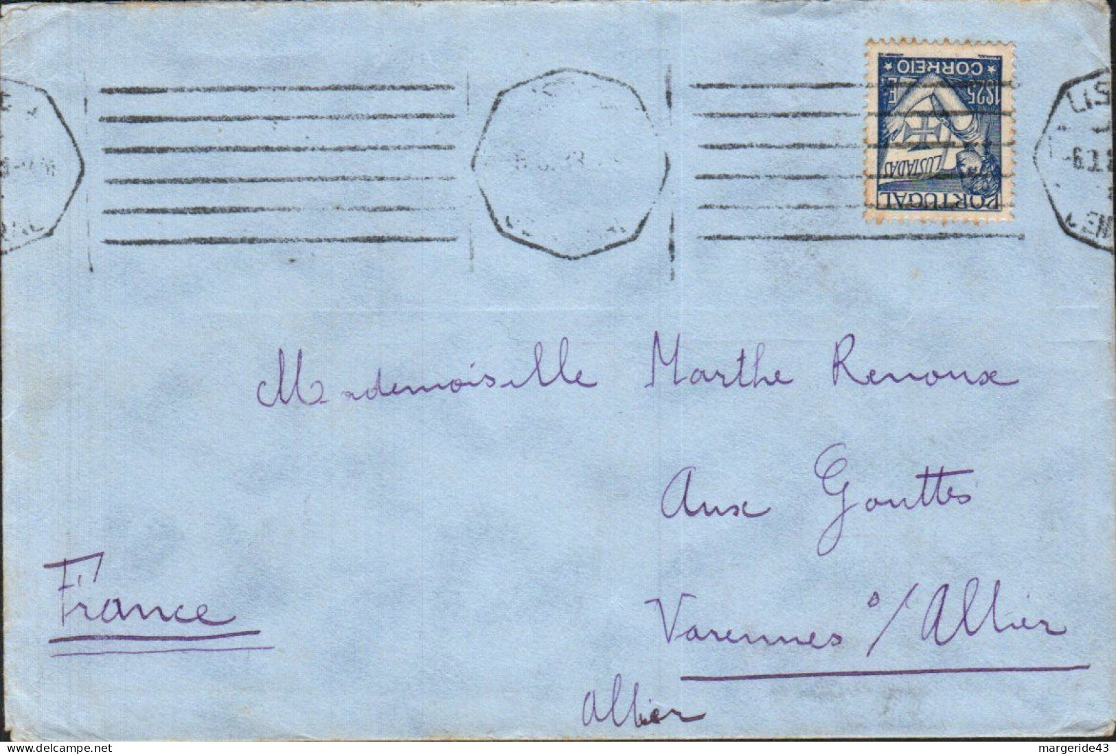 PORTUGAL SEUL SUR LETTRE POUR LA FRANCE 1933 - Brieven En Documenten