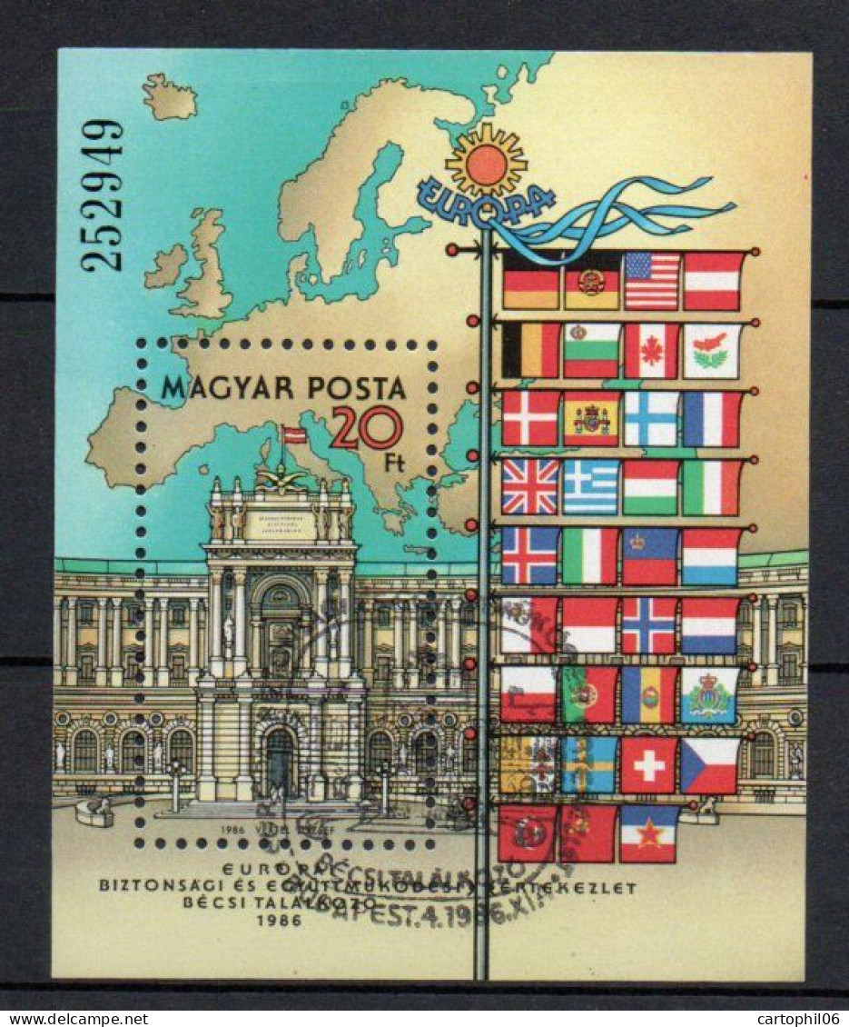 - HONGRIE (DRAPEAUX / FLAGS) - Bloc N° 189 Oblitéré - Conférence Sur La Sécurité Et Coopération En Europe 1986 - - Postzegels