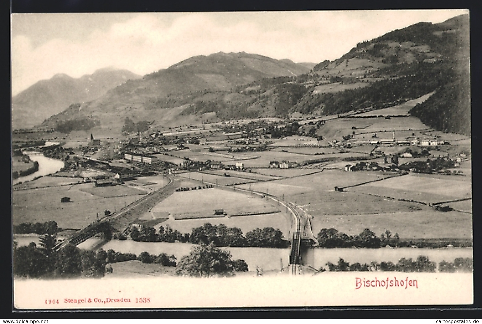 AK Bischofshofen, Totalansicht Mit Bahnhof Und Fluss  - Autres & Non Classés