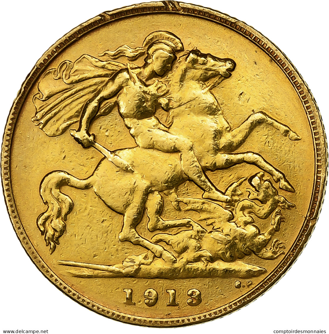 Grande-Bretagne, George V, 1/2 Sovereign, 1913, Or, TTB, KM:819 - 1/2 Sovereign