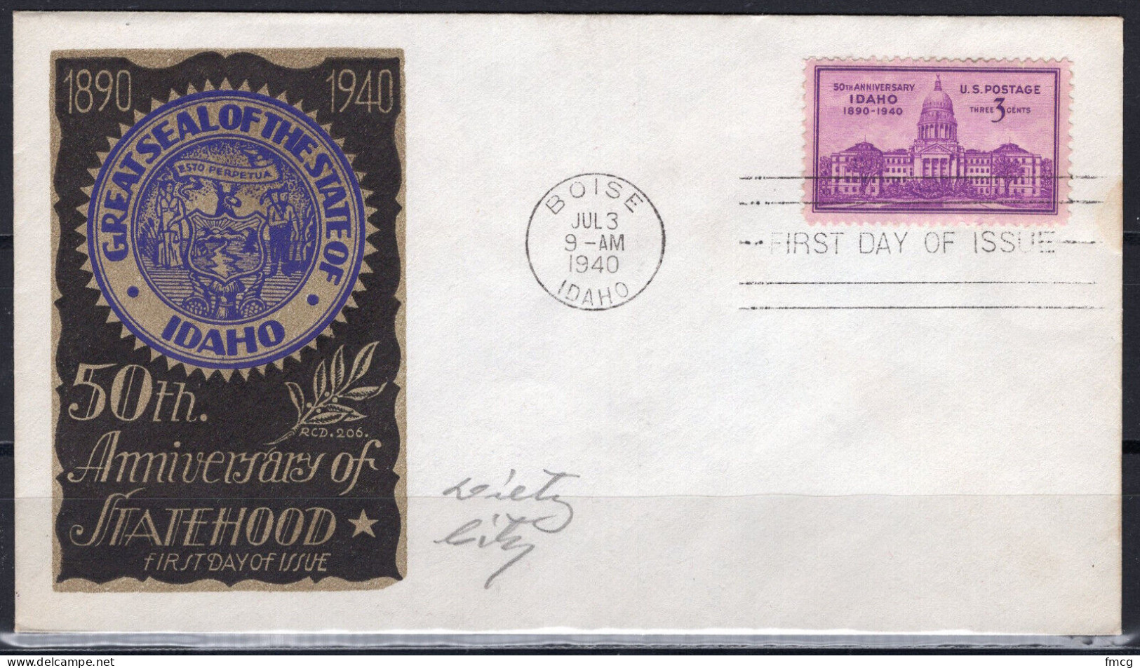 1940 Staehle First Day Cover - Idaho Statehood - 1941-1950