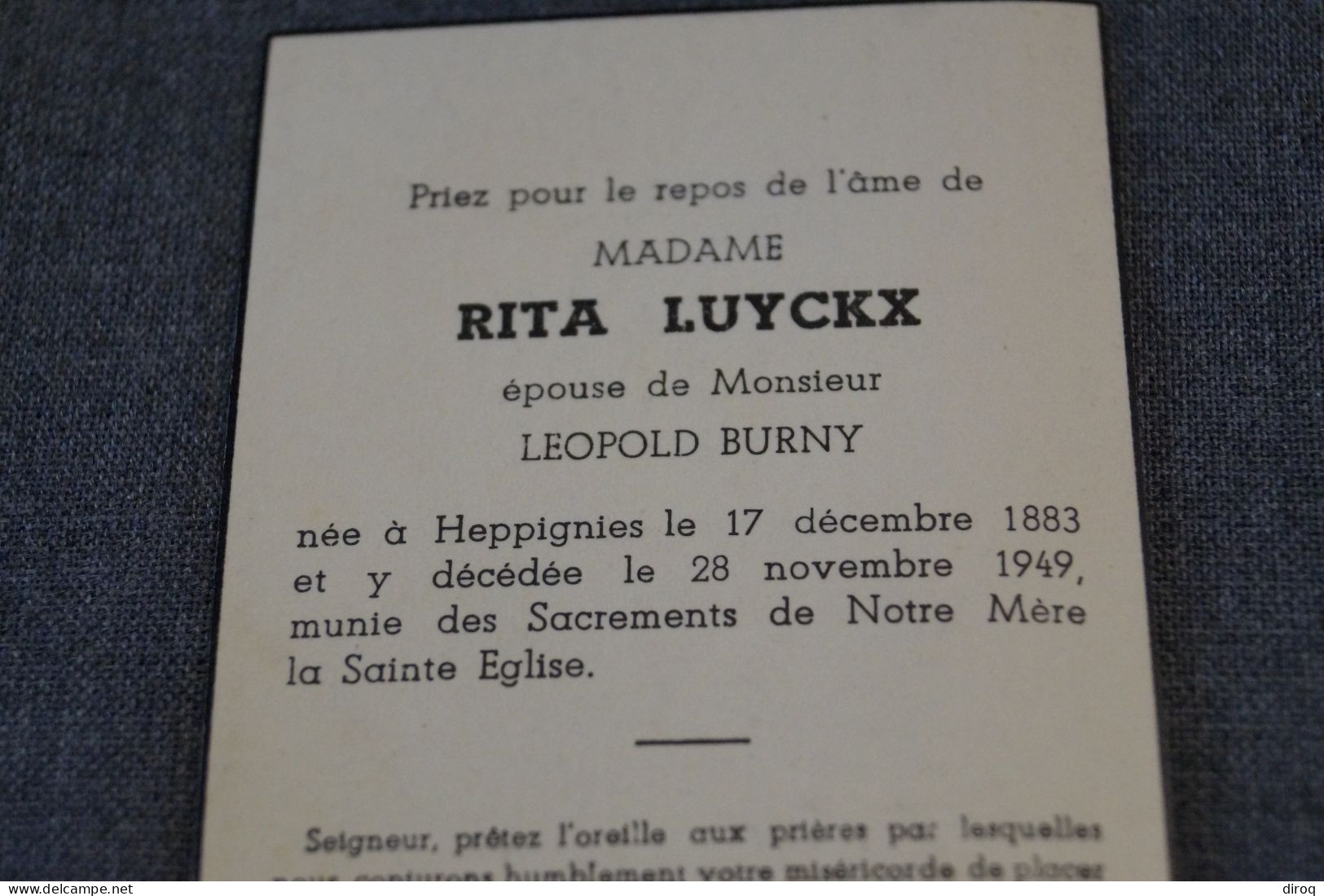 Rita Luyckx, Héppignies 1883 - 1949 - Décès