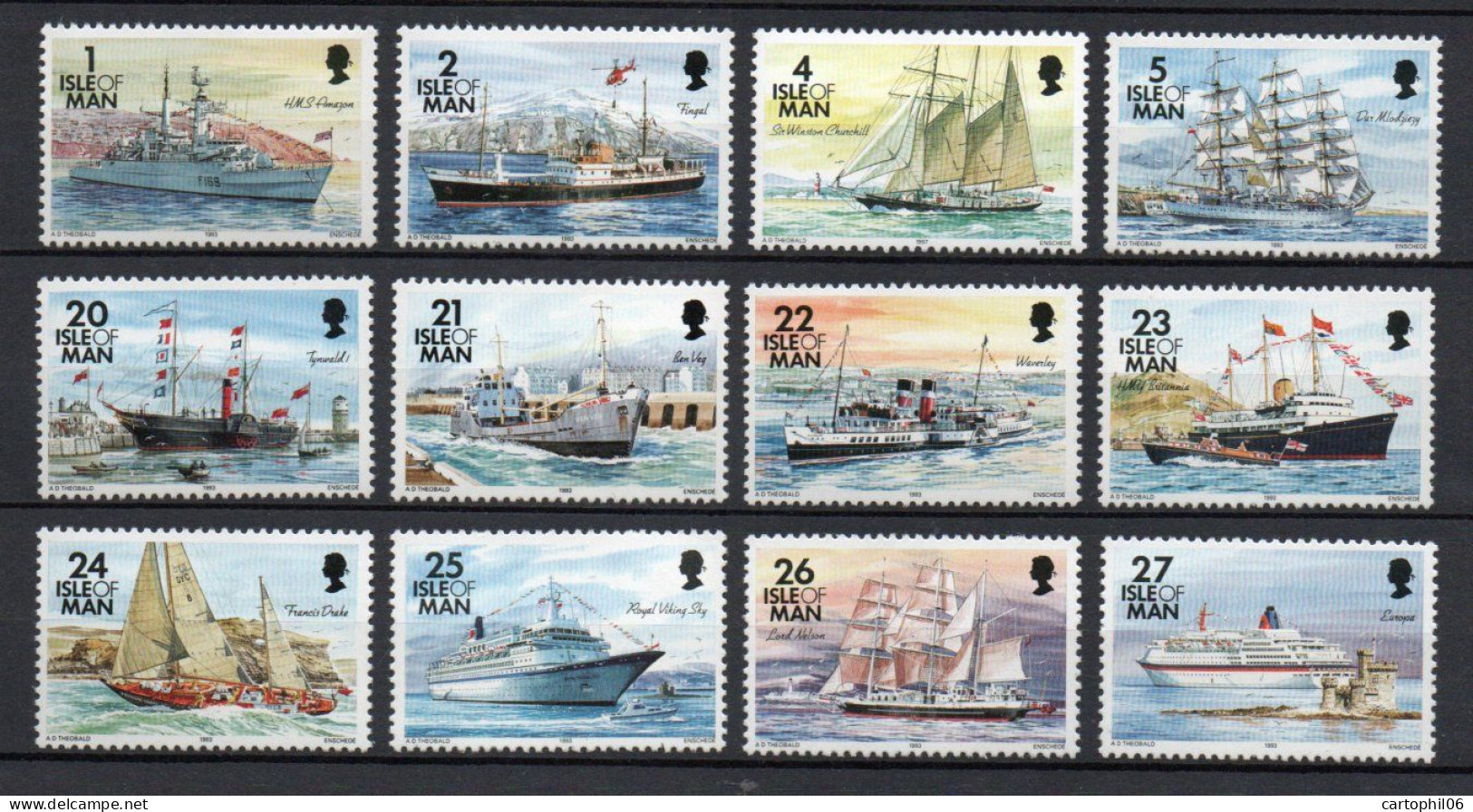 - ILE DE MAN N° 564/75 Neufs ** MNH - Série Courante 1993 (BATEAUX) - Cote 11,00 € - - Isola Di Man