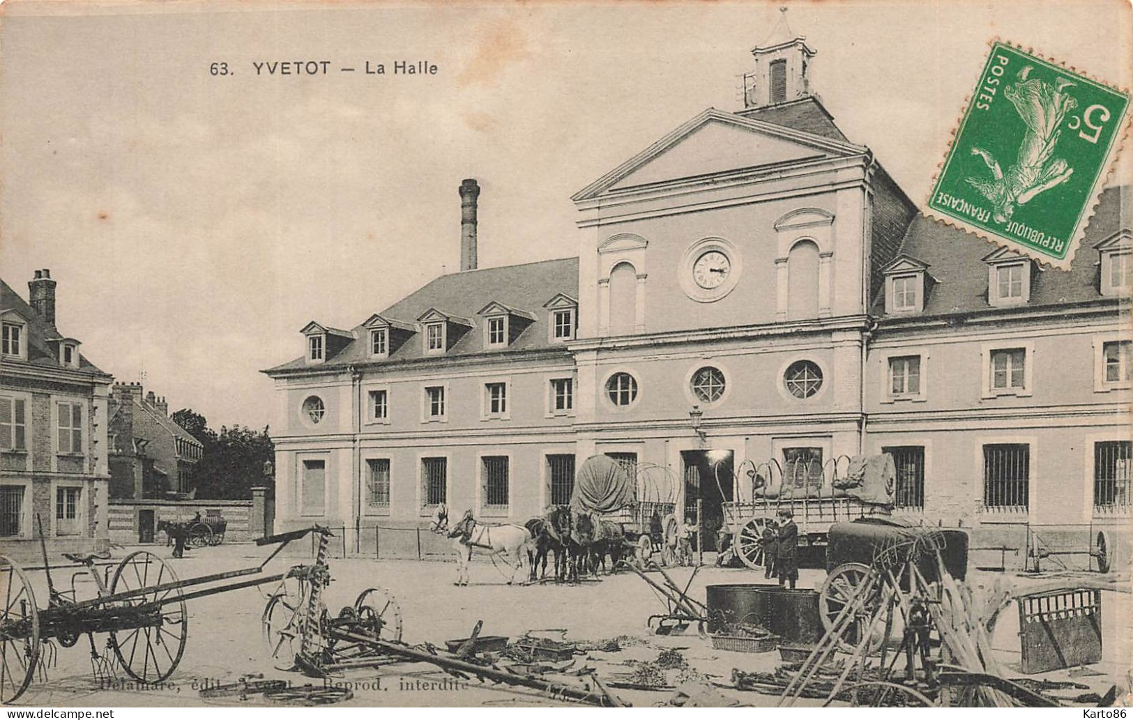 Yvetot * Place Et La Halle * Attelage * Exposition Machines Agricoles - Yvetot
