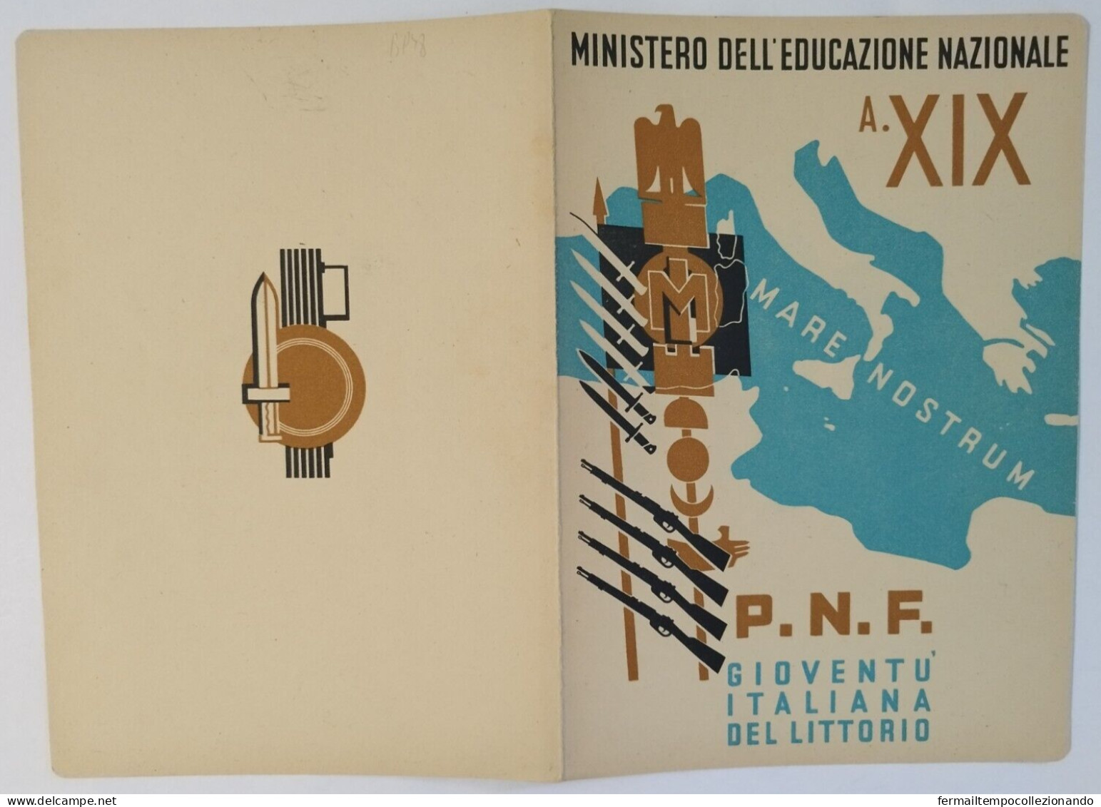 Bp48 Pagella Fascista Opera Balilla Palazzo E.nazionale  Bari 1941 - Diploma & School Reports