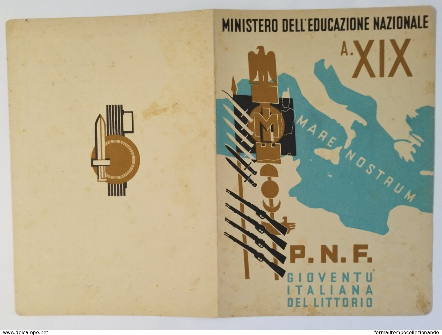 Bp51 Pagella Fascista Opera Balilla Palazzo E.nazionale  Littoria 1940 - Diploma's En Schoolrapporten