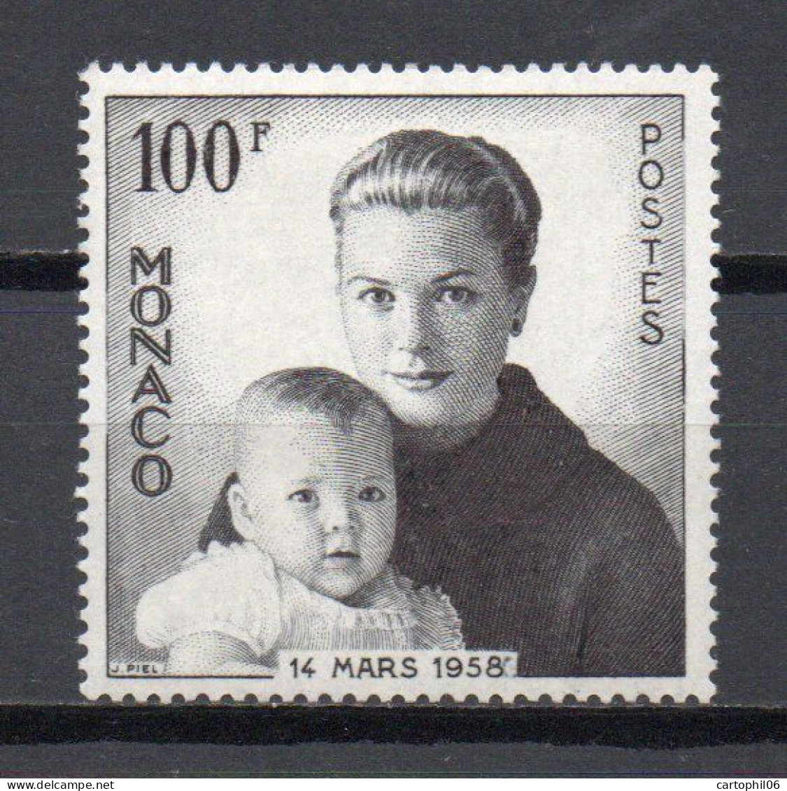 - MONACO N° 489 Neuf ** MNH - 100 F. Noir Naissance Du Prince Albert 1958 - Cote 15,00 € - - Unused Stamps
