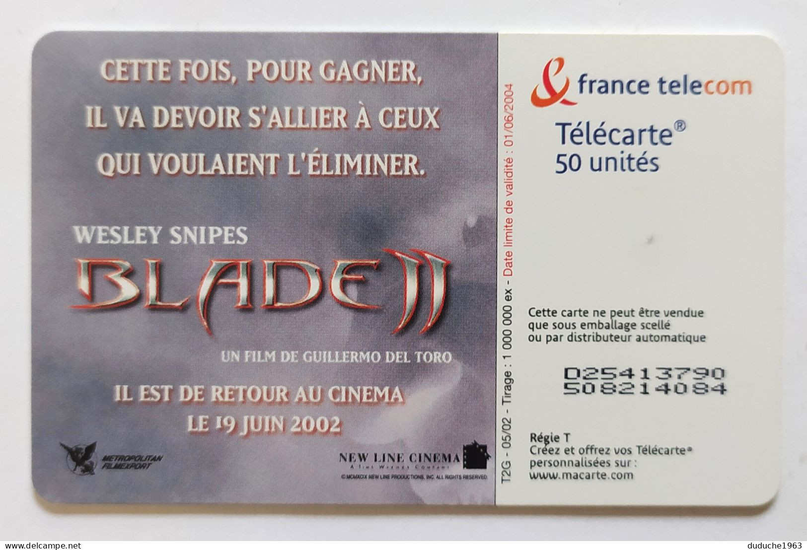 Télécarte France - Wesley Snipes - Blade II - Zonder Classificatie