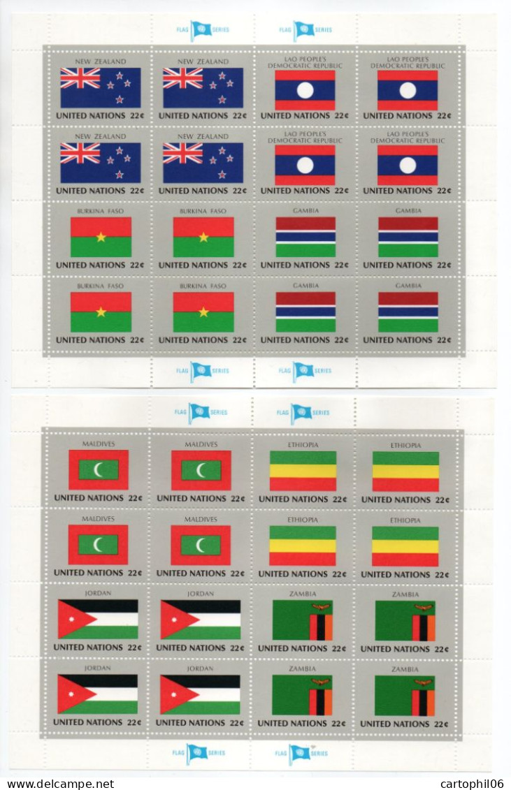 - NATIONS UNIES (Siège De New York) 4 Feuilles 467/82 Neufs ** MNH - Série Des DRAPEAUX 1986 (x4) - Cote 115,00 € - - Postzegels
