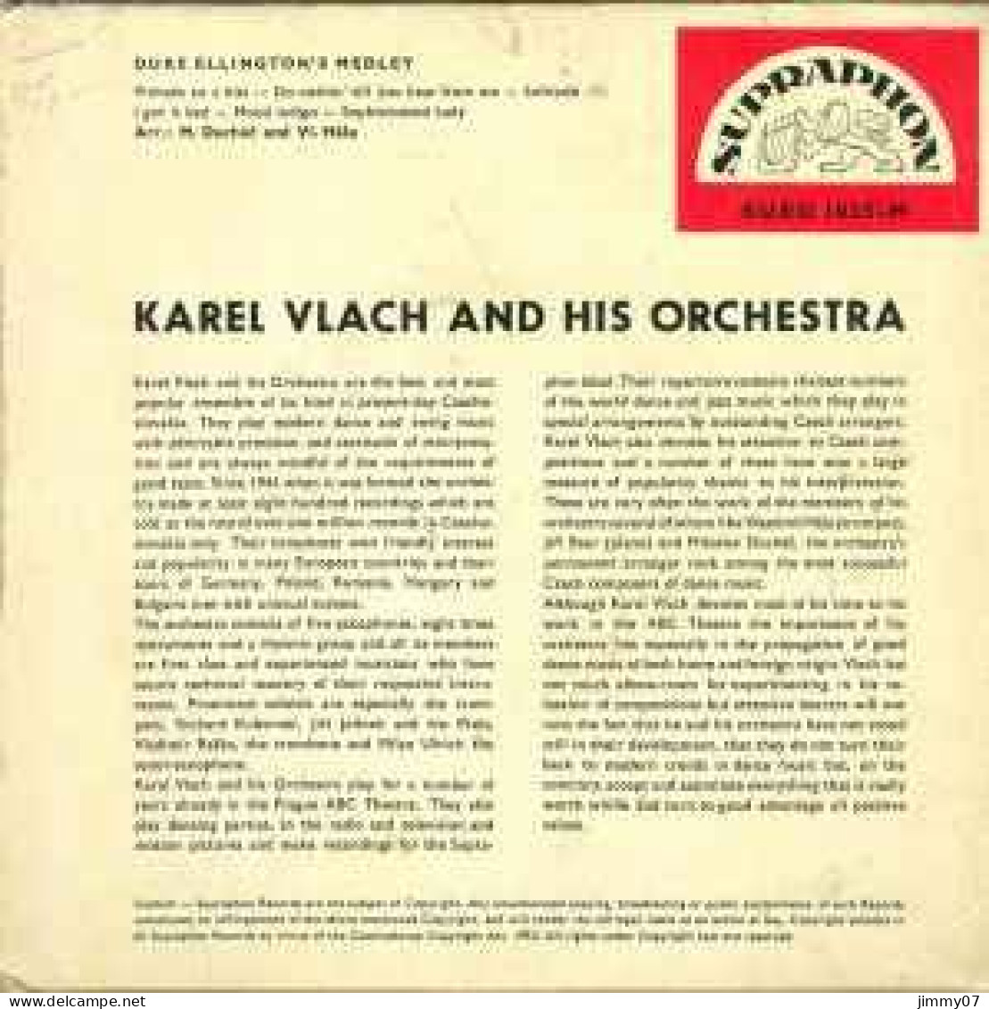 Karel Vlach And His Orchestra - Duke Ellington's Medley (7", EP, Mono) - Jazz