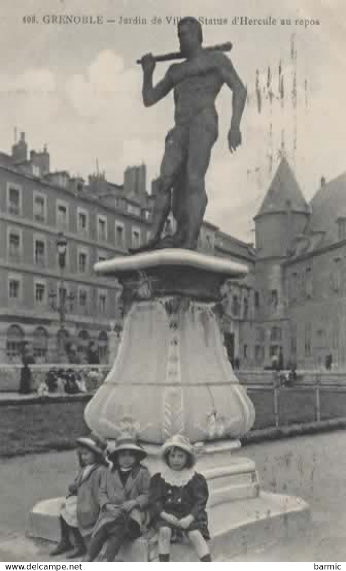 GRENOBLE, JARDIN DE VILLE ET STATUE D HERCULE AU REPOS, 3 PETITES FILLES  REF 15589 - Grenoble