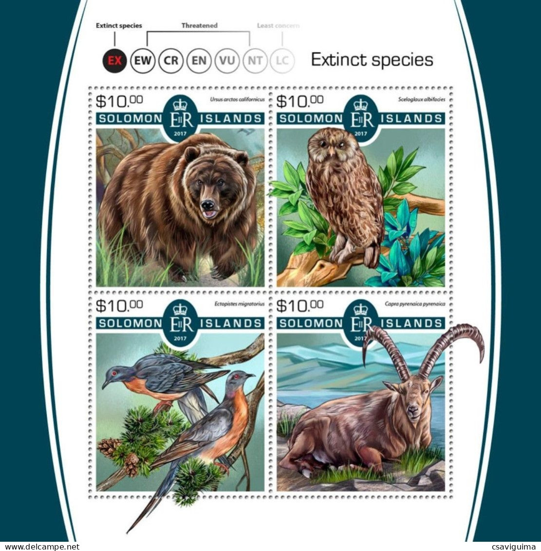 Solomon Is - 2017 - Extinct Bear - Yv 4001/04 - Ours