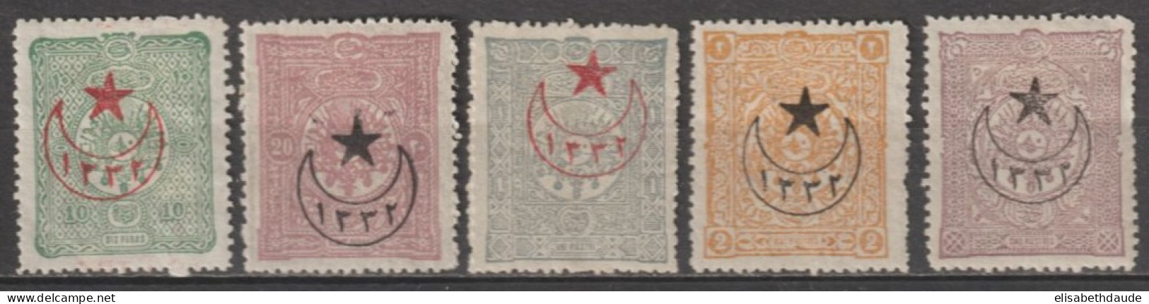 1916 - TURQUIE - YVERT N°337/341 * MH - COTE = 130 EUR. - Neufs