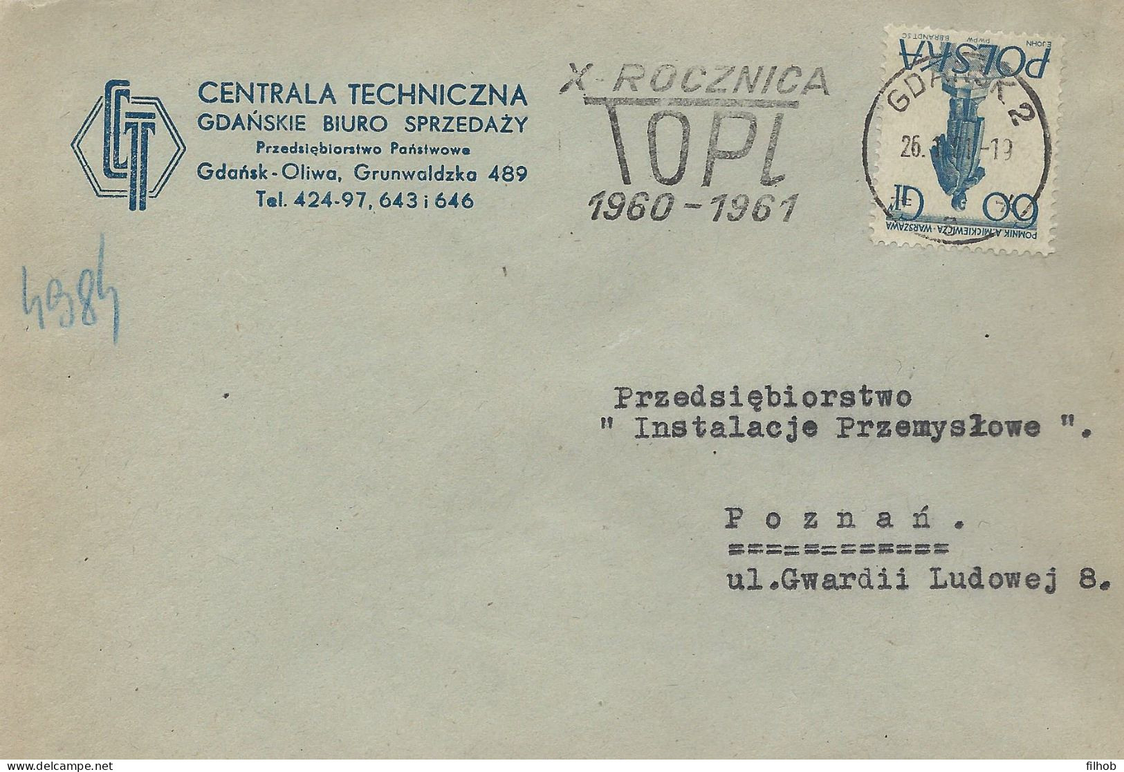 Poland Postmark (0840): D61.11.26 GDANSK Field Anti-Aircraft Defense - Interi Postali