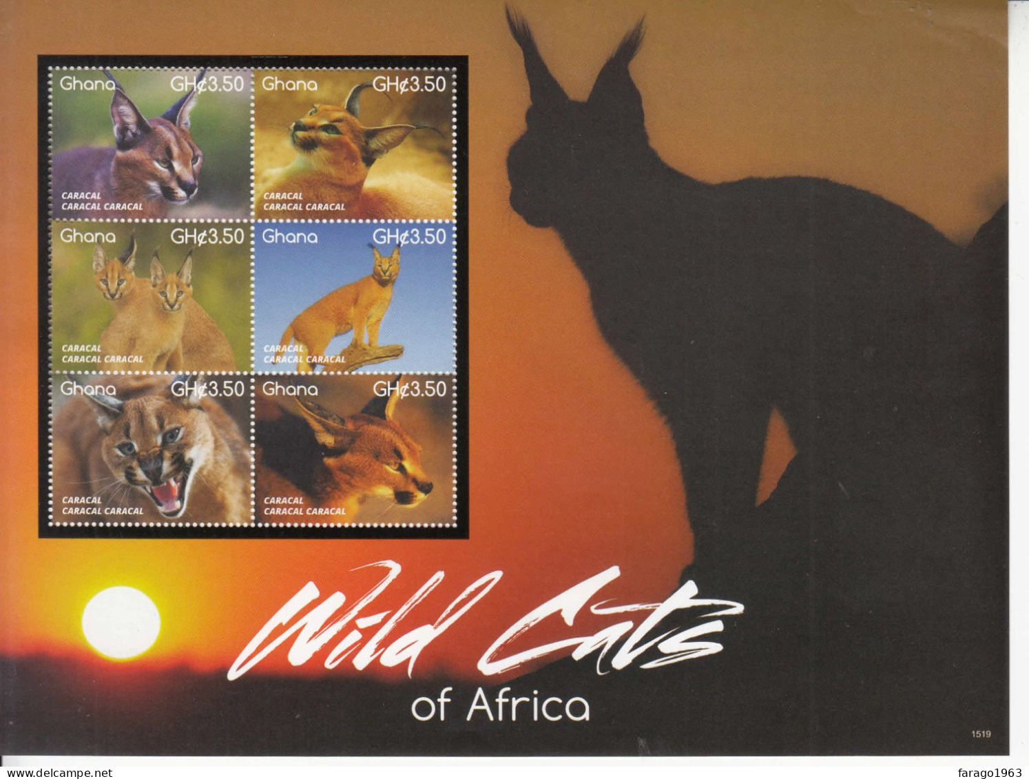 2015 Ghana Wild Cats Complete Set Of 4 Sheets  MNH * Crease To Top Right Corner Of S/S Of 6** - Ghana (1957-...)