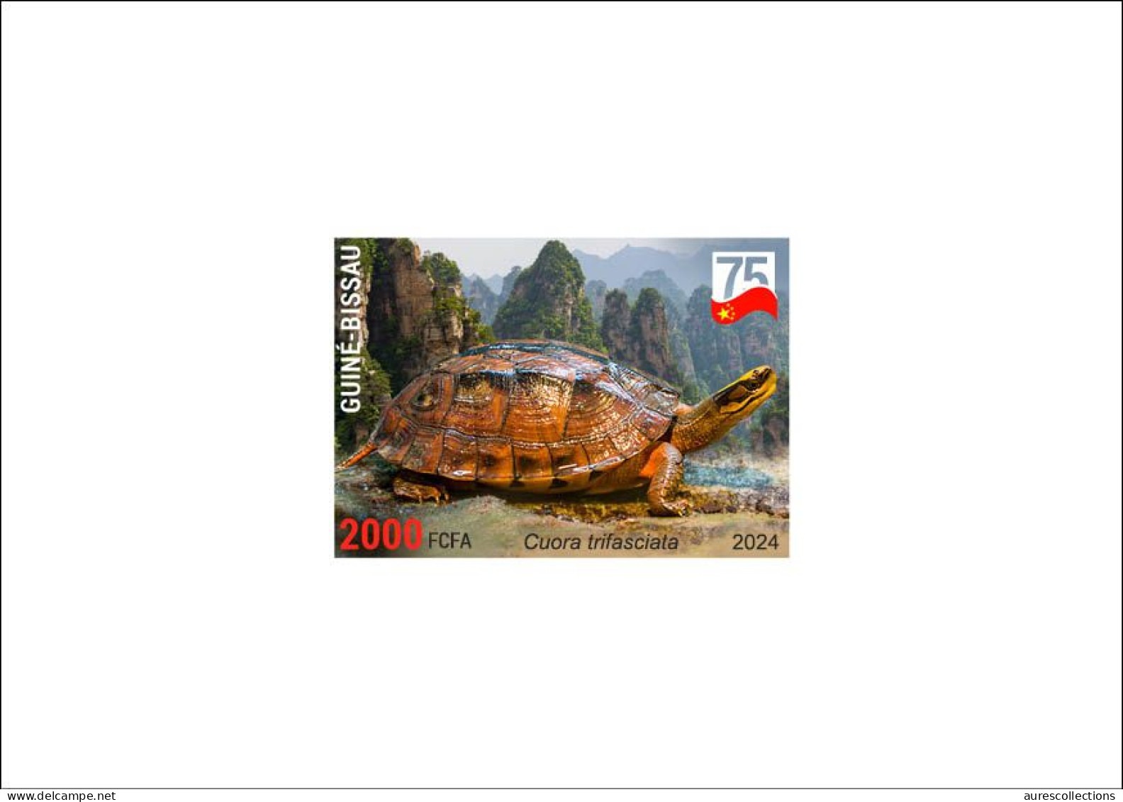 GUINEA BISSAU 2024 DELUXE PROOF - AMPHIBIANS & REPTILES - GOLDEN COIN TURTLE TURTLES TORTUES - CHINA 75 ANNIV. - Schildpadden