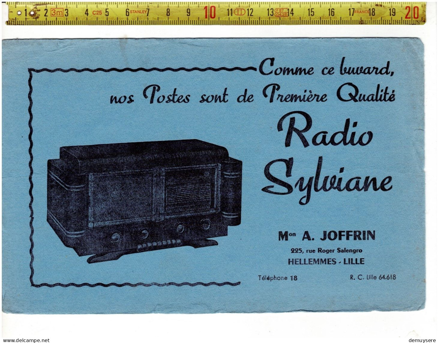 SOLDE 2019 ( BUVARD ?) RADIO SYLVIANE - A. JOFFRIN HELLEMMES LILLE - Reclame