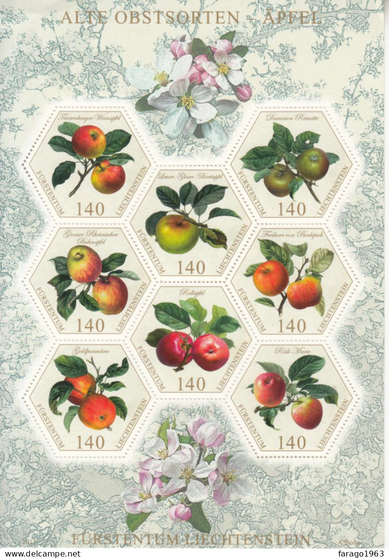 2015 Liechtenstein Apples Fruits Miniature Sheet Of 8 MNH @ BELOW FV * Crease To Top Right Corner Stamps OK** - Nuevos