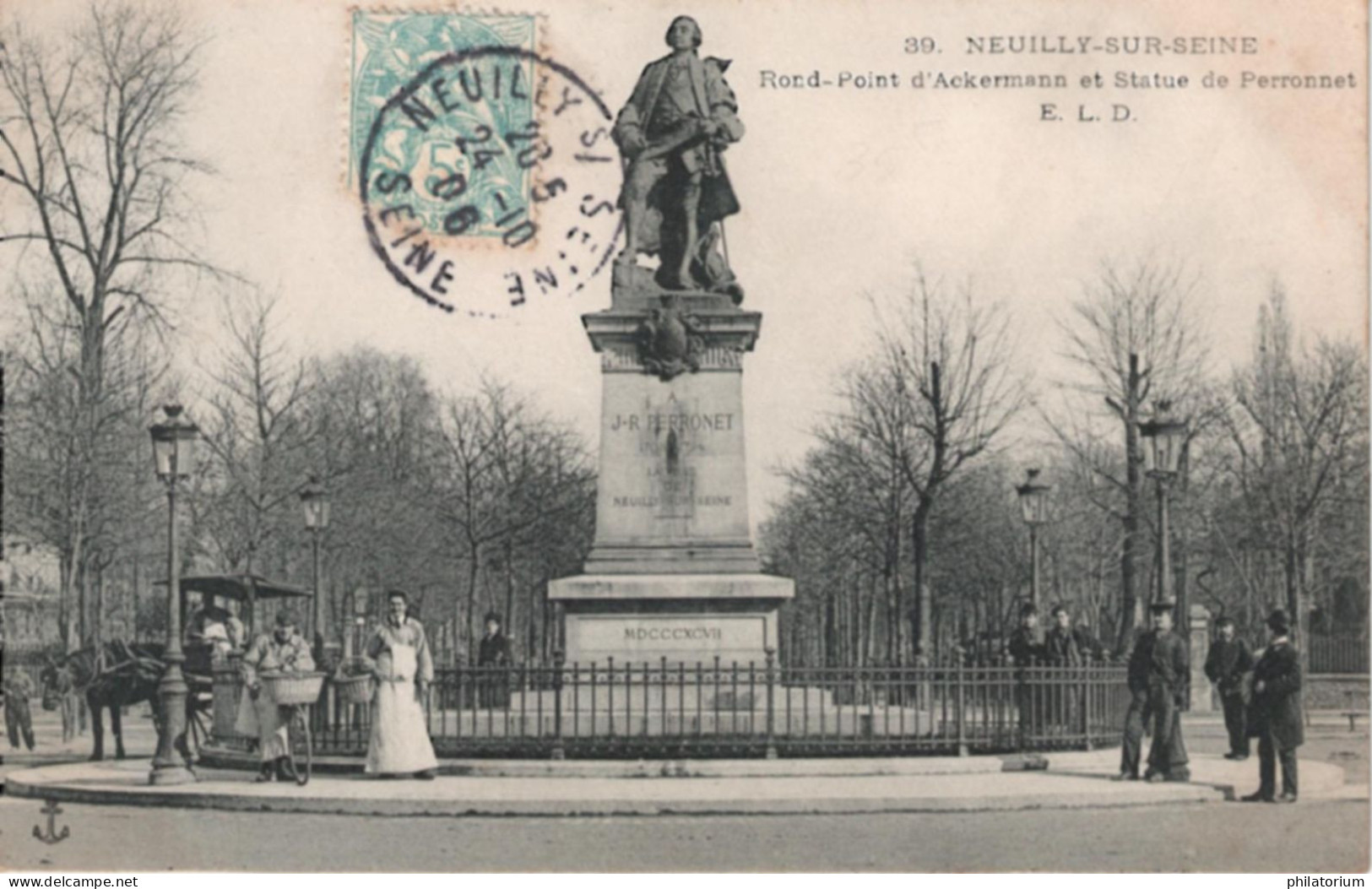 92   NEUILLY Sur SEINE  Rond-point Ackermann Et Statue De Perronnet - Neuilly Sur Seine