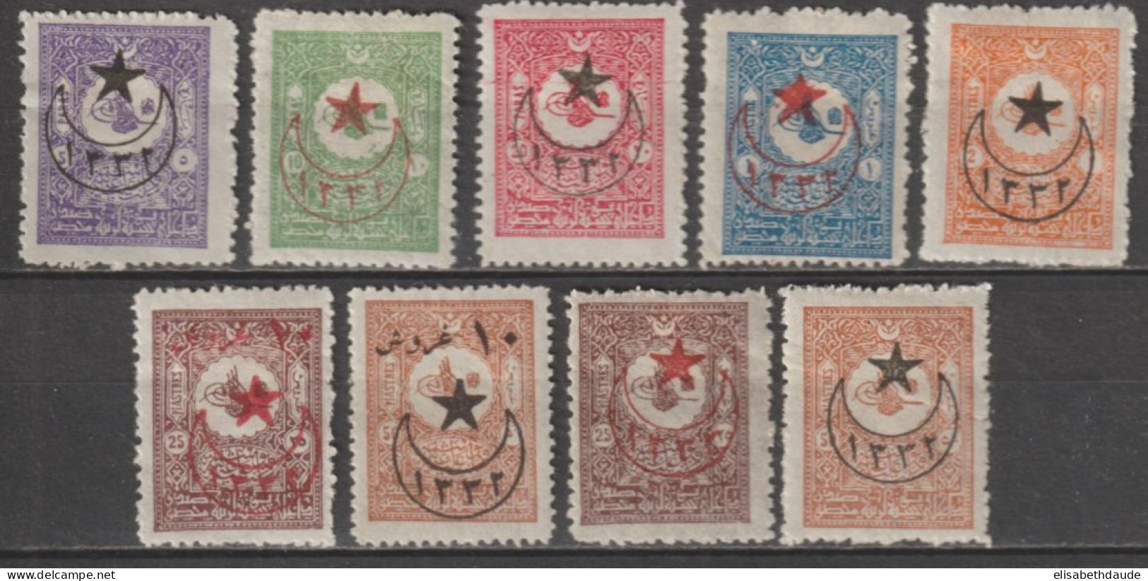 1916 - TURQUIE - SERIE COMPLETE YVERT N°358/366 * MH - COTE = 96.5 EUR. - Ongebruikt