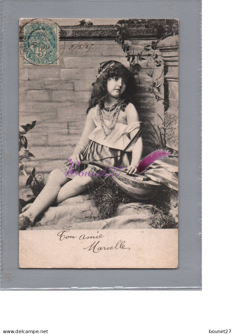 CPA - Portait D'une Jeune Fille Avec Un Instrument De Musique Mandoline 1906 - Portretten