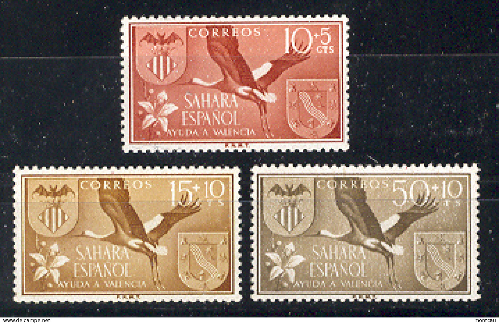 Sahara 1958 - Pro Valencia Ed 146-48 (**) - Picotenazas & Aves Zancudas