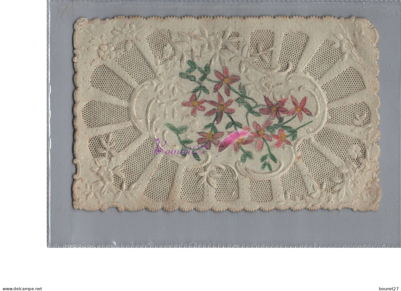 CPA - Carte Motif Fleurs Recouvert De Dentelle  - Bloemen