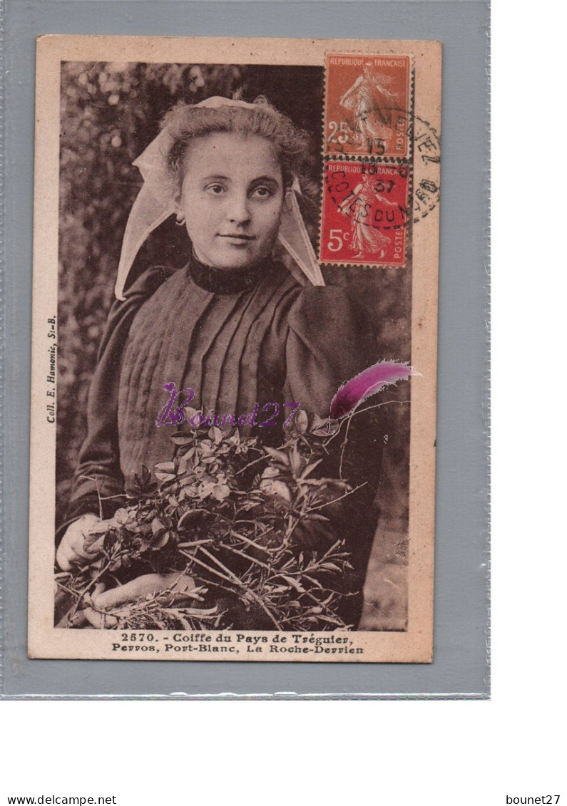 CPA - Folklore - Une Jeune Femme Coiffe Du Pays De Teguier Perros Port Blanc La Roche Derrien 1937 - Trachten