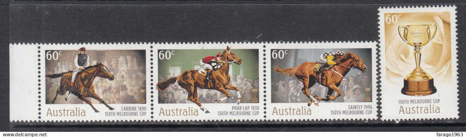 2010 Australia Melbourne Cup Horse Racing Complete Set Of 4 MNH - Ungebraucht