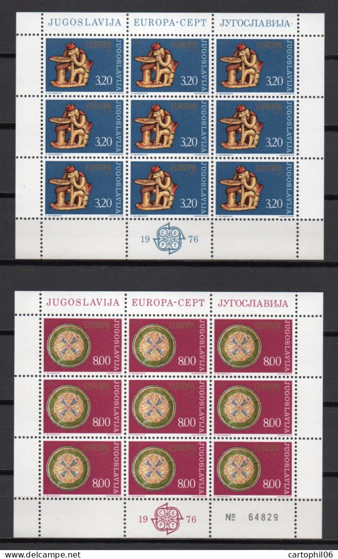 - YOUGOSLAVIE 2 Feuillets Neufs ** MNH - EUROPA 1976 - - Blocks & Sheetlets