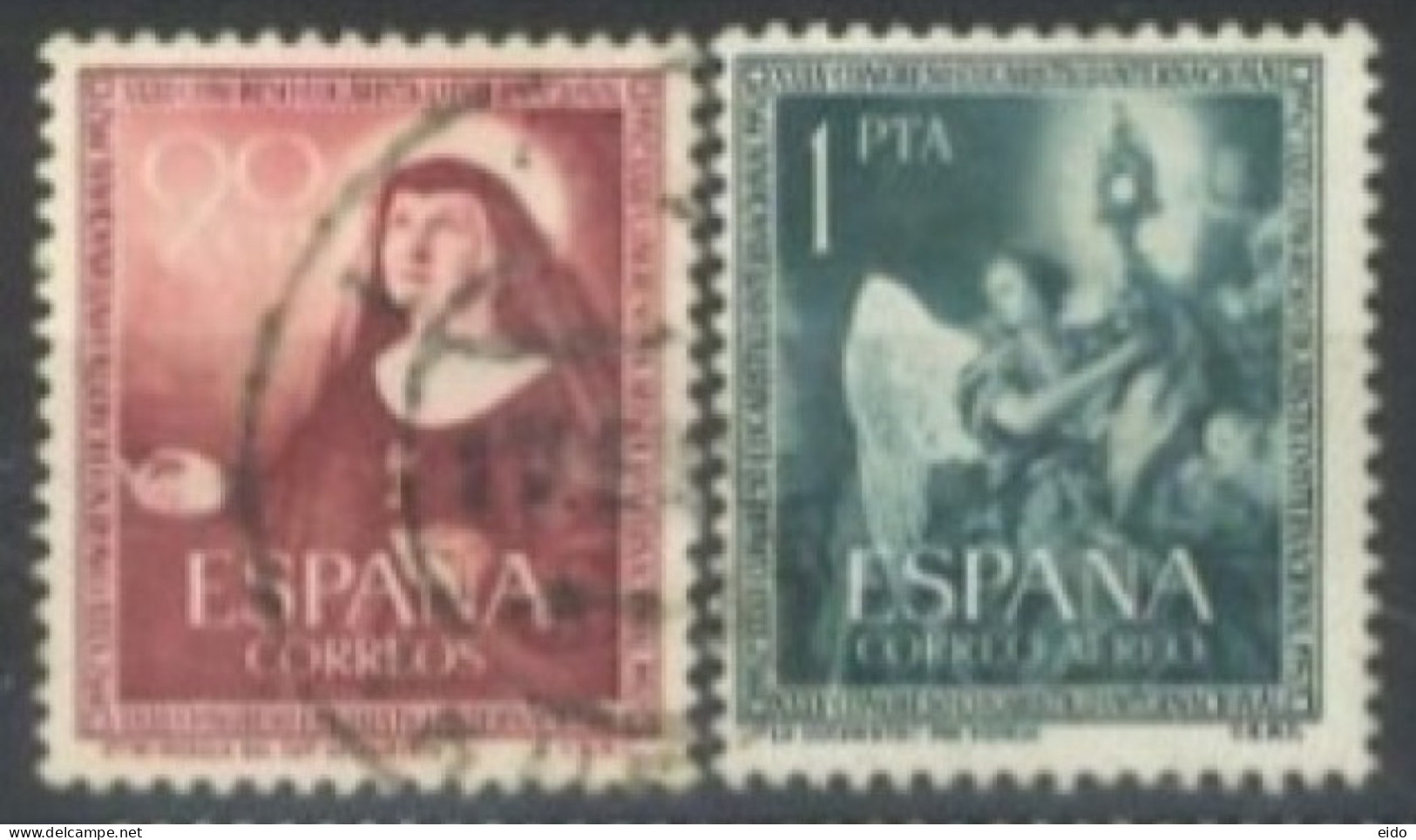 SPAIN, 1952, MARIA M. DERMAISIERES & THE EUCHARIST STAMPS SET OF 2, 792,& C137, USED. - Used Stamps