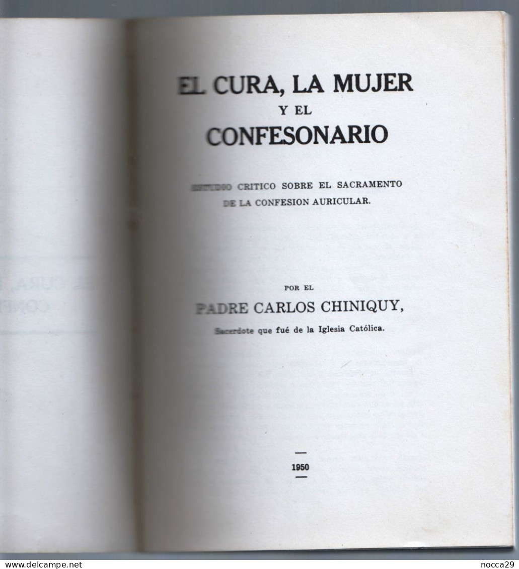 LIBRO LINGUA SPAGNOLA - RELIGIONE CRISTIANA 1950 EL CURA, LA MUJER Y EL CONFESIONARIO - PADRE CARLOS CHINIQUY (STAMP357) - Vita Quotidiana