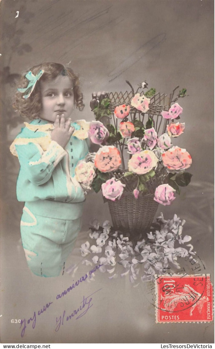 FETES - VOEUX - Anniversaire - Joyeuse Anniversaire - Enfants - Fleurs Dans Une Vase - Colorisé - Carte Postale Ancienne - Geburtstag