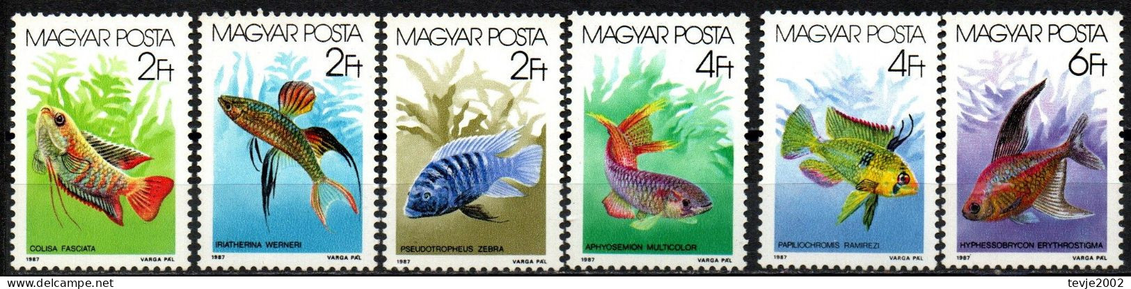 Ungarn 1987 - Mi.Nr. 3877 - 3882 A - Postfrisch MNH - Tiere Animals Fische Fishes - Fische
