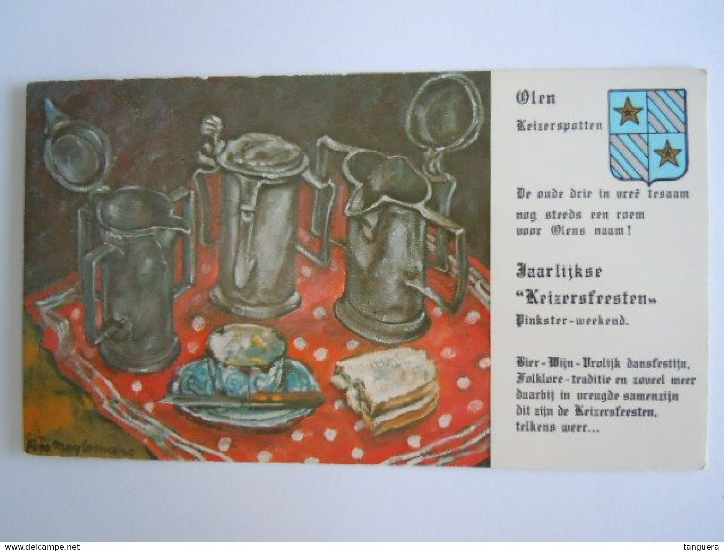 Olen Keizerspotten Jaarlijkse Keizersfeesten - Schilderij Door Fons Meylemans Form. 9 X 16 Cm - Olen