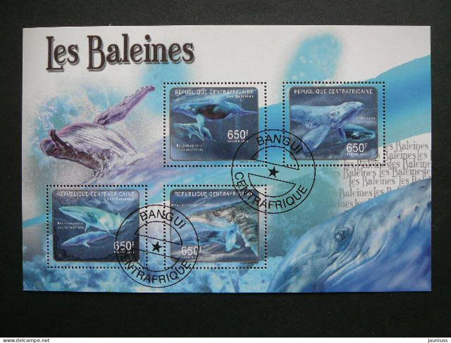 Whales Wale # Central African Republic # 2011 Used S/s #132 Marine Mammals - Walvissen