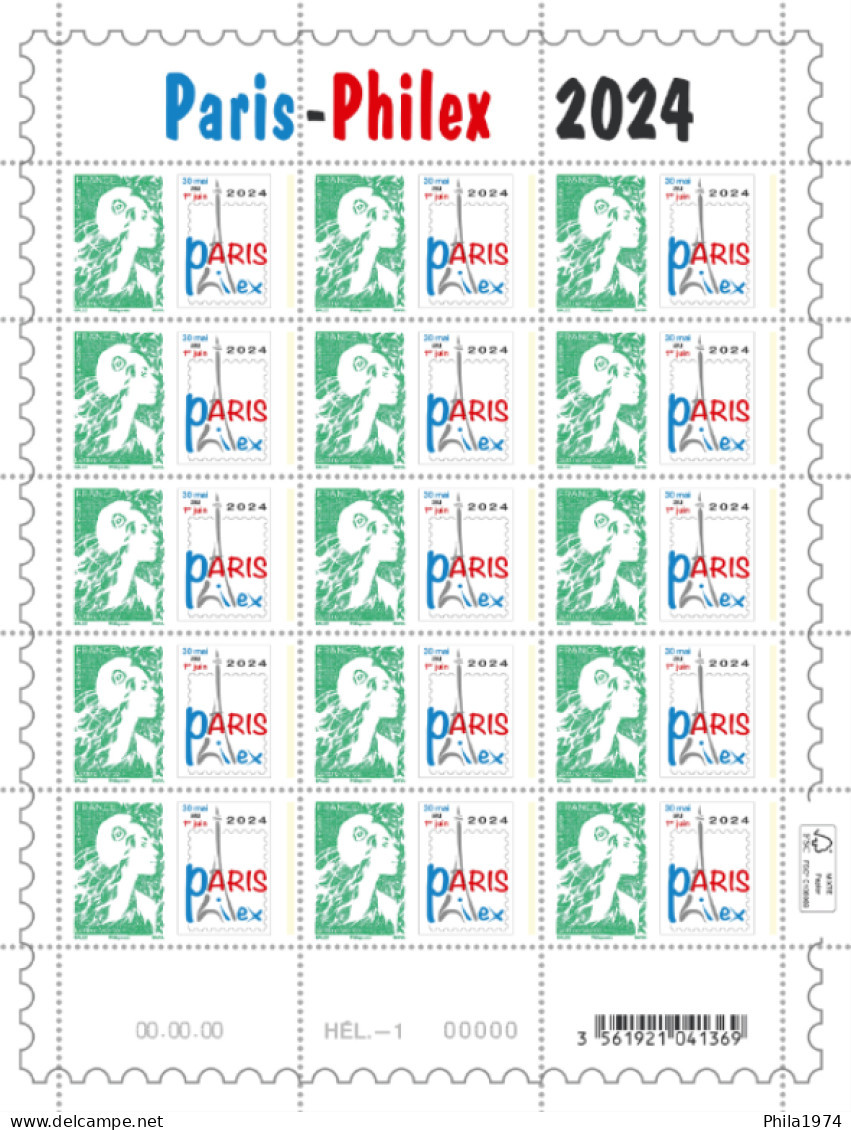 Feuille 15 Timbres - MARIANNE DE L’AVENIR PARIS - PHILEX 2024 - Ungebraucht