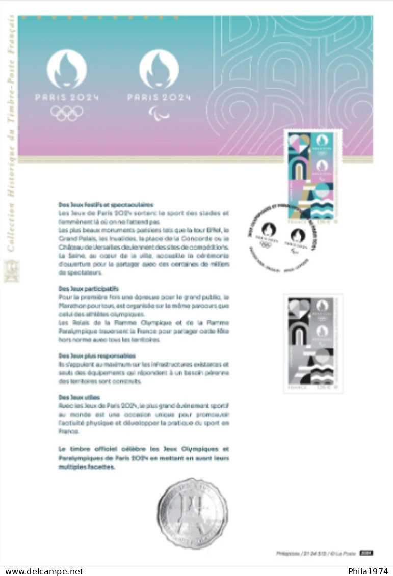 France 2024 Document Philatélique - Jeux Olympiques De Paris 2024 - Gebraucht