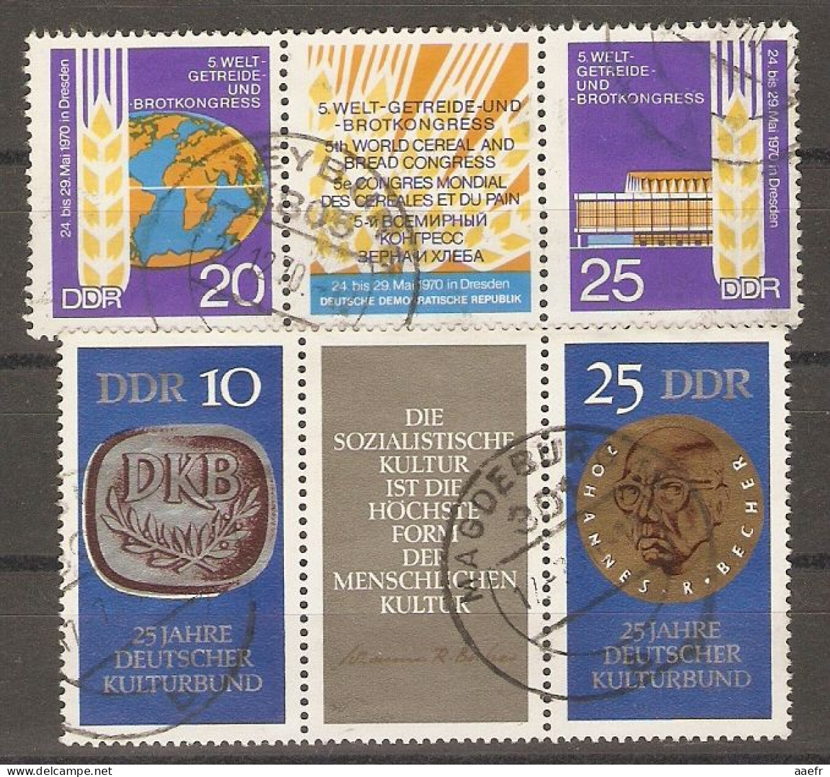 Allemagne - DDR - 1970 - Petit Lot De 2 Triptyques - 1267A - 1271A - Used Stamps