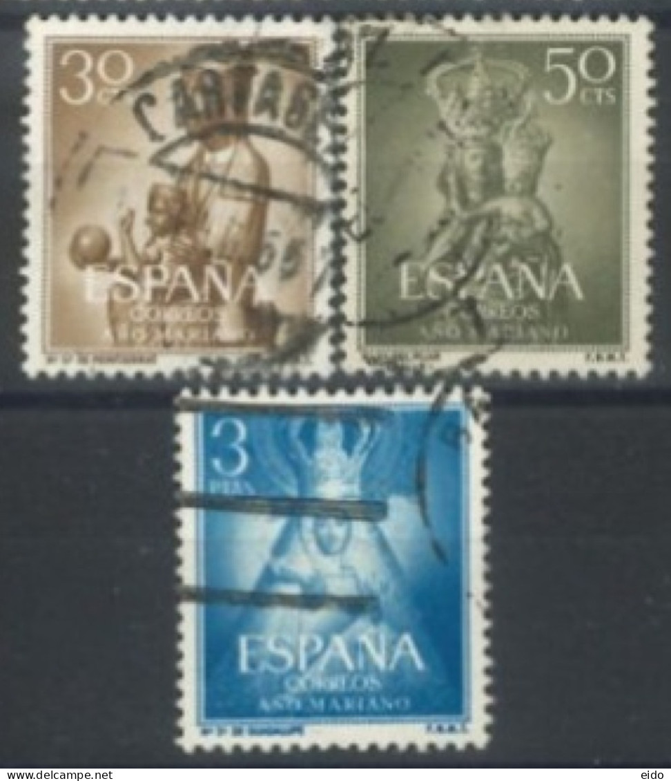 SPAIN, 1954, VIRGINS STAMPS SET OF 3, USED. - Oblitérés