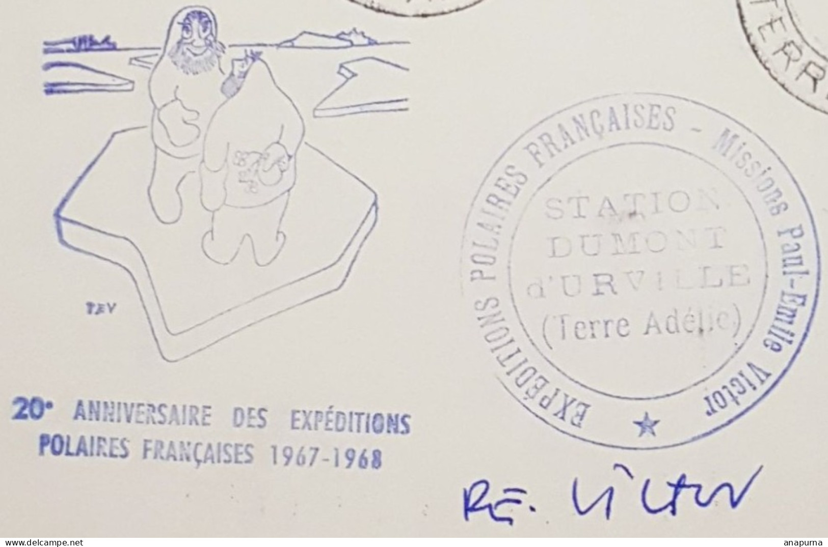 Carte Dessinée Par Paul Emile Victor, PEV, EPF, Terre Adélie, Signée PEV, Base Dumont D'Urville, - Cartas & Documentos