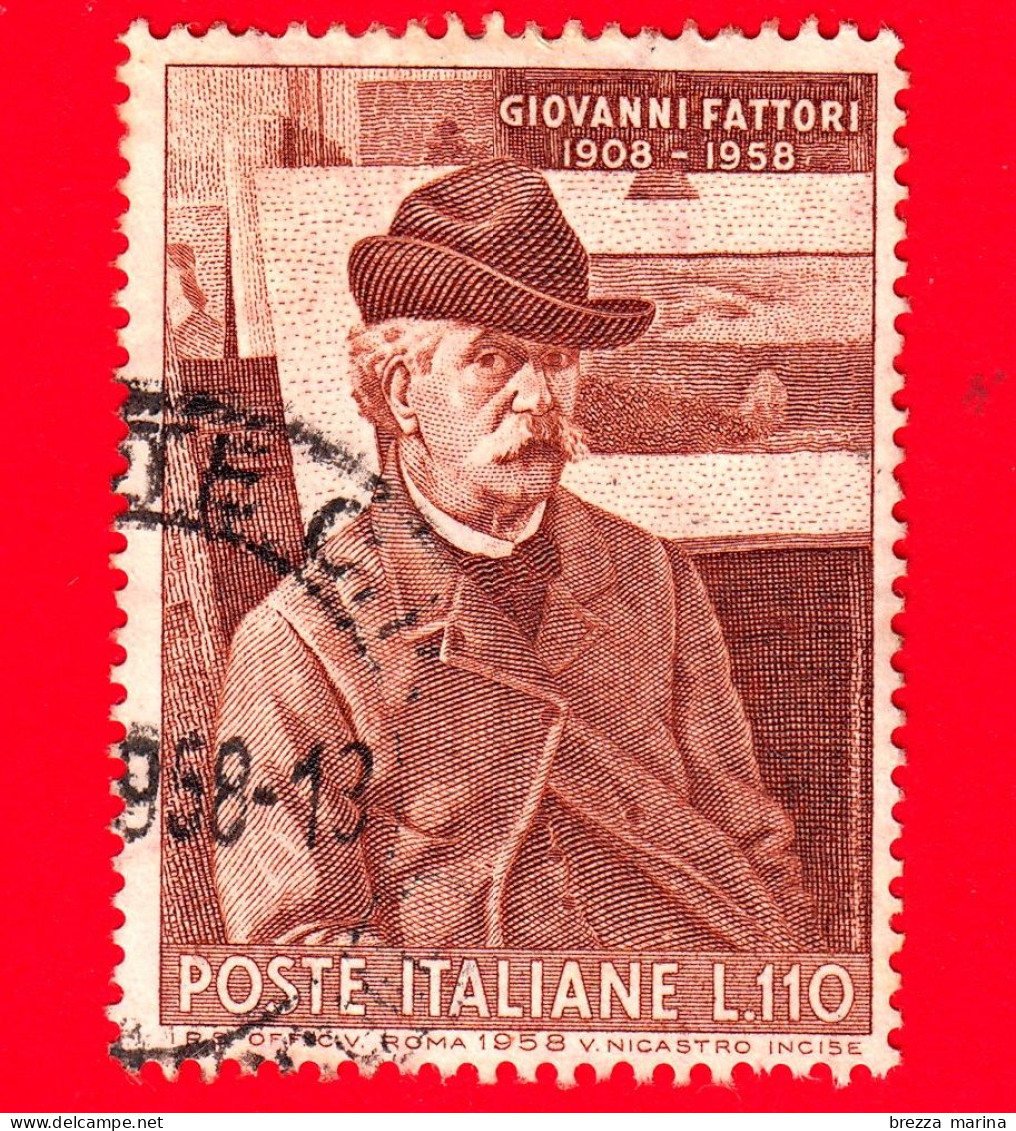 ITALIA - Usato - 1958 - 50º Anniversario Della Morte Di Giovanni Fattori - Autoritratto - 110 L. - 1946-60: Gebraucht